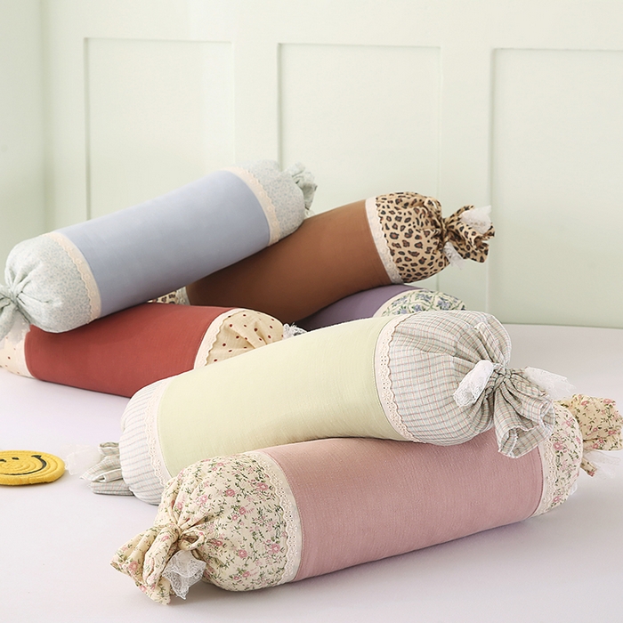 91家纺网 家纺一手货源 找家纺 （总）蔻眠 绑带款全棉皱皱纱荞麦枕头糖果牵引护颈枕芯