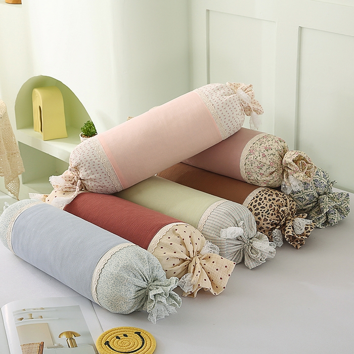 91家纺网 家纺一手货源 找家纺 （总）蔻眠 绑带款全棉皱皱纱荞麦枕头糖果牵引护颈枕芯