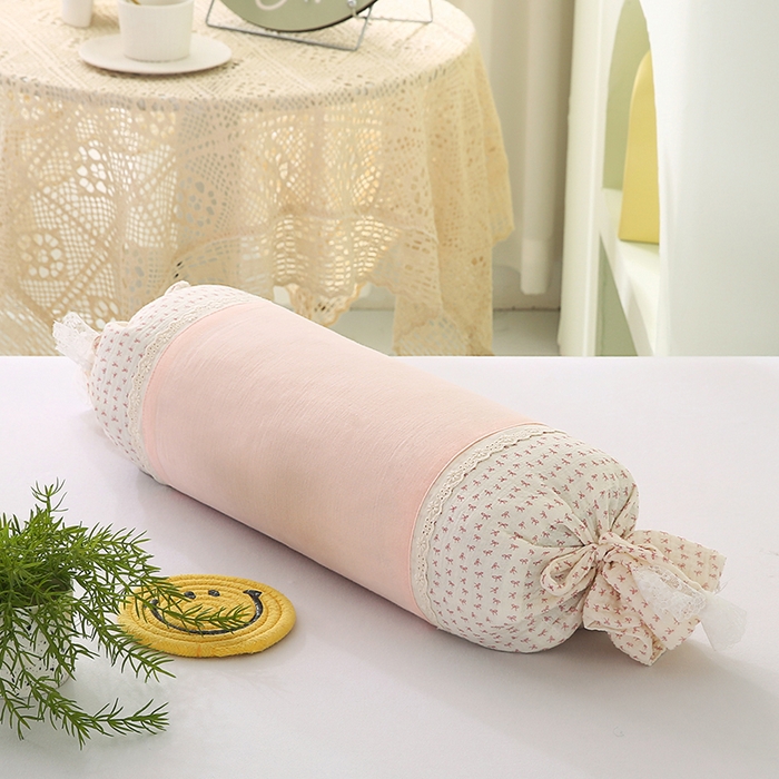 蔻眠 绑带款全棉皱皱纱荞麦枕头糖果牵引护颈枕芯 玉色