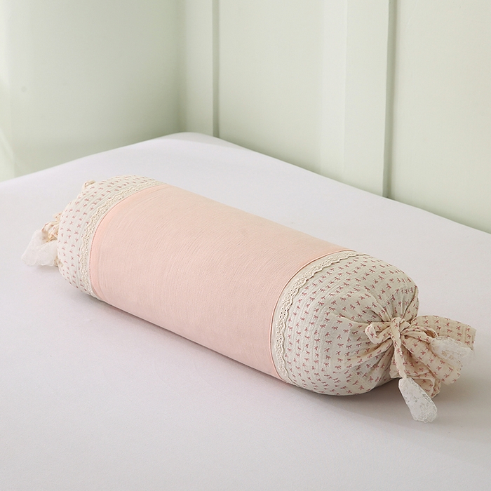 91家纺网 家纺一手货源 找家纺 蔻眠 绑带款全棉皱皱纱荞麦枕头糖果牵引护颈枕芯 玉色