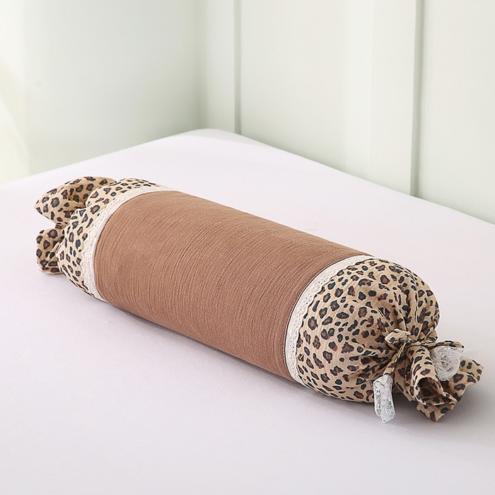 91家纺网 家纺一手货源 找家纺 蔻眠 绑带款全棉皱皱纱荞麦枕头糖果牵引护颈枕芯 咖色