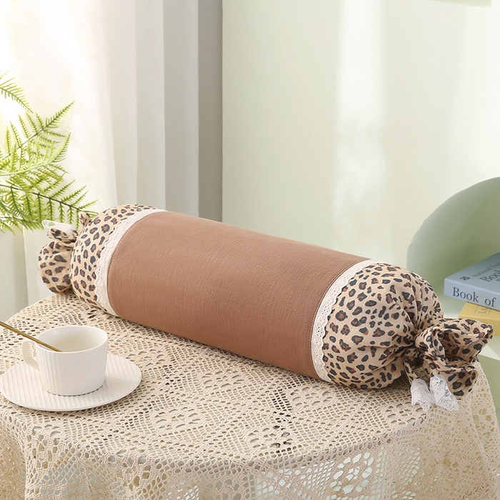 91家纺网 家纺一手货源 找家纺 蔻眠 绑带款全棉皱皱纱荞麦枕头糖果牵引护颈枕芯 咖色