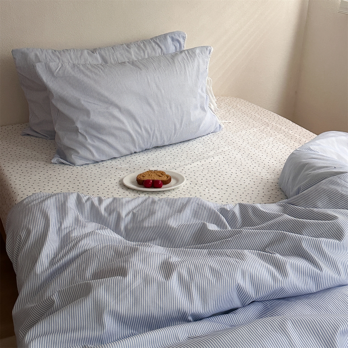 91家纺网 家纺一手货源 找家纺 （总）恋恋三季 2026新款40支纯棉绑带款四件套-星蓝霜糖系列 （套件会员-5 全平台控价：188/228/248 ）