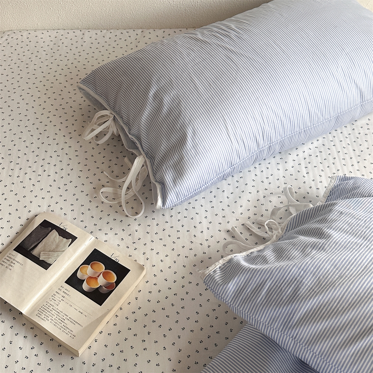 91家纺网 家纺一手货源 找家纺 （总）恋恋三季 2026新款40支纯棉绑带款四件套-星蓝霜糖系列 （套件会员-5 全平台控价：188/228/248 ）