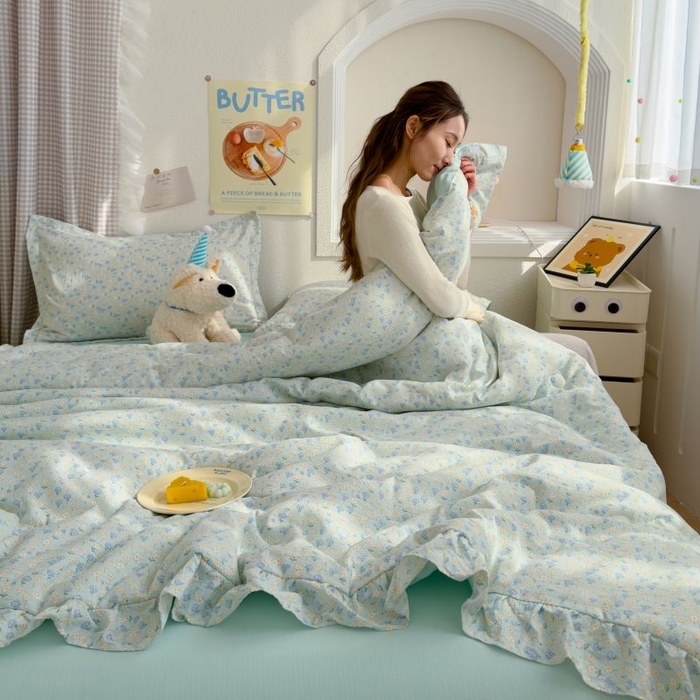 91家纺网 家纺一手货源 找家纺 默忆 2026新款A类韩版花边木棉夏被夏凉被空调被被子被芯 芬芳