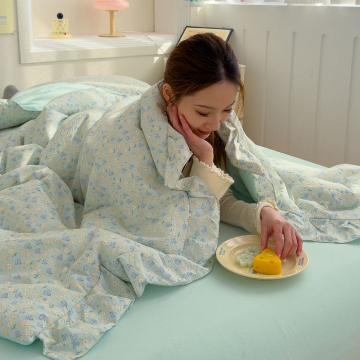 91家纺网 家纺一手货源 找家纺 默忆 2026新款A类韩版花边木棉夏被夏凉被空调被被子被芯 芬芳