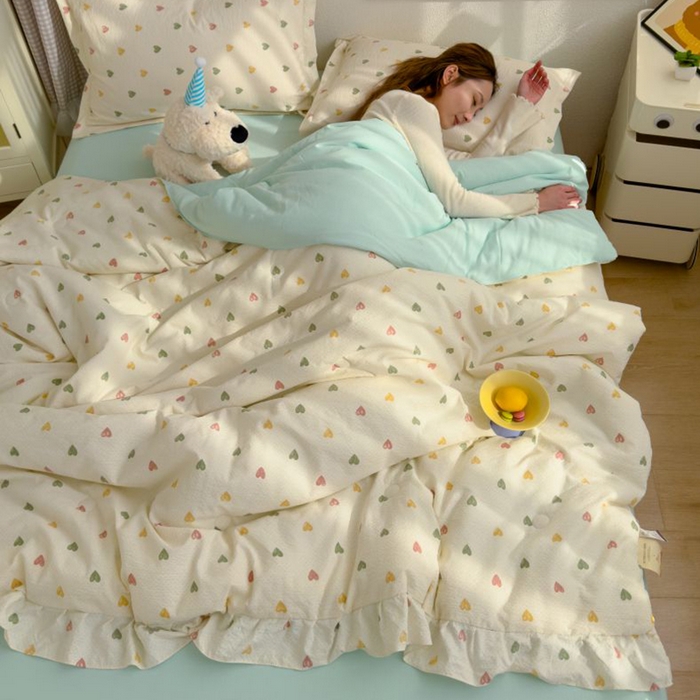 91家纺网 家纺一手货源 找家纺 默忆 2026新款A类韩版花边木棉夏被夏凉被空调被被子被芯 心意