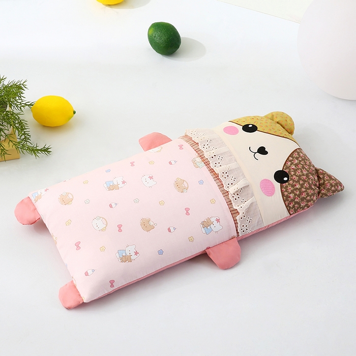 91家纺网 家纺一手货源 找家纺 蔻眠 萌友集-全棉儿童卡通荞麦护颈枕头学生枕芯 萌友集-猫咪