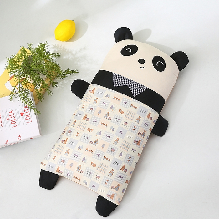 91家纺网 家纺一手货源 找家纺 蔻眠 萌友集-全棉儿童卡通荞麦护颈枕头学生枕芯 萌友集-熊猫