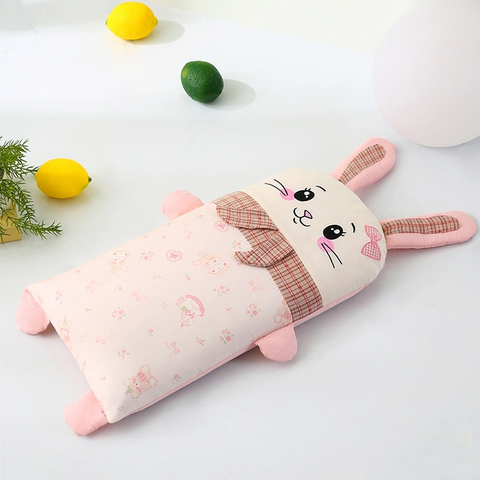 91家纺网 家纺一手货源 找家纺 蔻眠 萌友集-全棉儿童卡通荞麦护颈枕头学生枕芯 萌友集-兔子