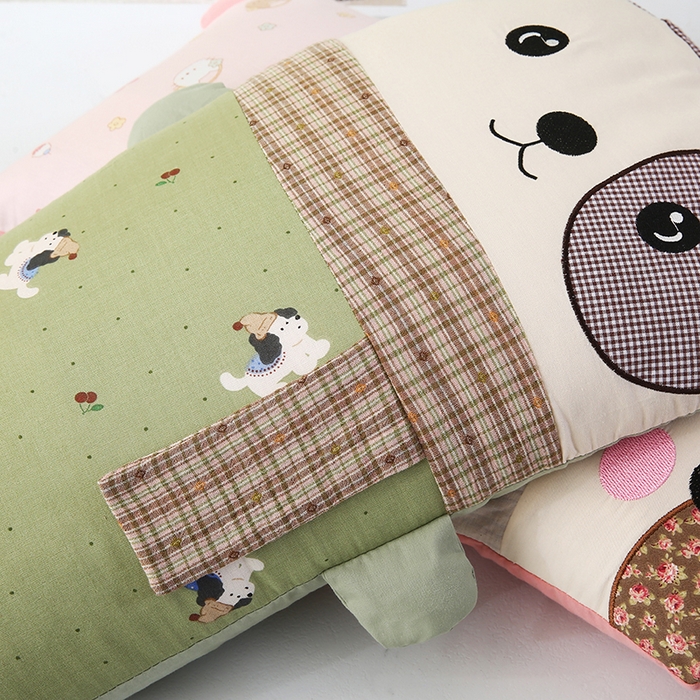 91家纺网 家纺一手货源 找家纺 蔻眠 萌友集-全棉儿童卡通荞麦护颈枕头学生枕芯 萌友集-狗狗