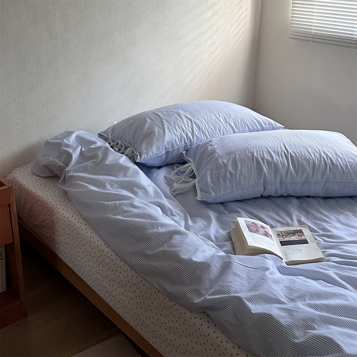 91家纺网 家纺一手货源 找家纺 （总）恋恋三季 2026新款40支纯棉绑带款四件套-星蓝霜糖系列 （套件会员-5 全平台控价：188/228/248 ）