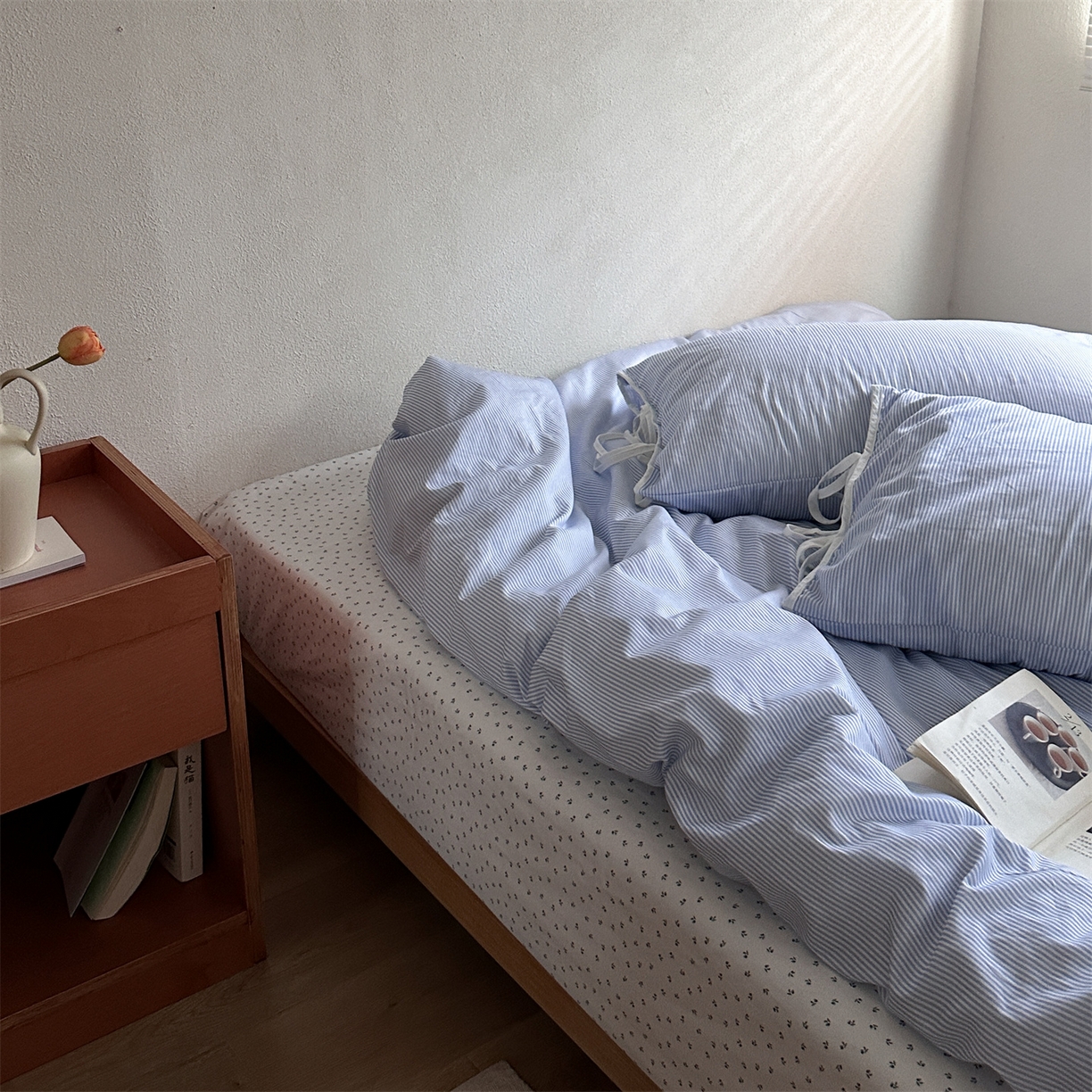 91家纺网 家纺一手货源 找家纺 （总）恋恋三季 2026新款40支纯棉绑带款四件套-星蓝霜糖系列 （套件会员-5 全平台控价：188/228/248 ）