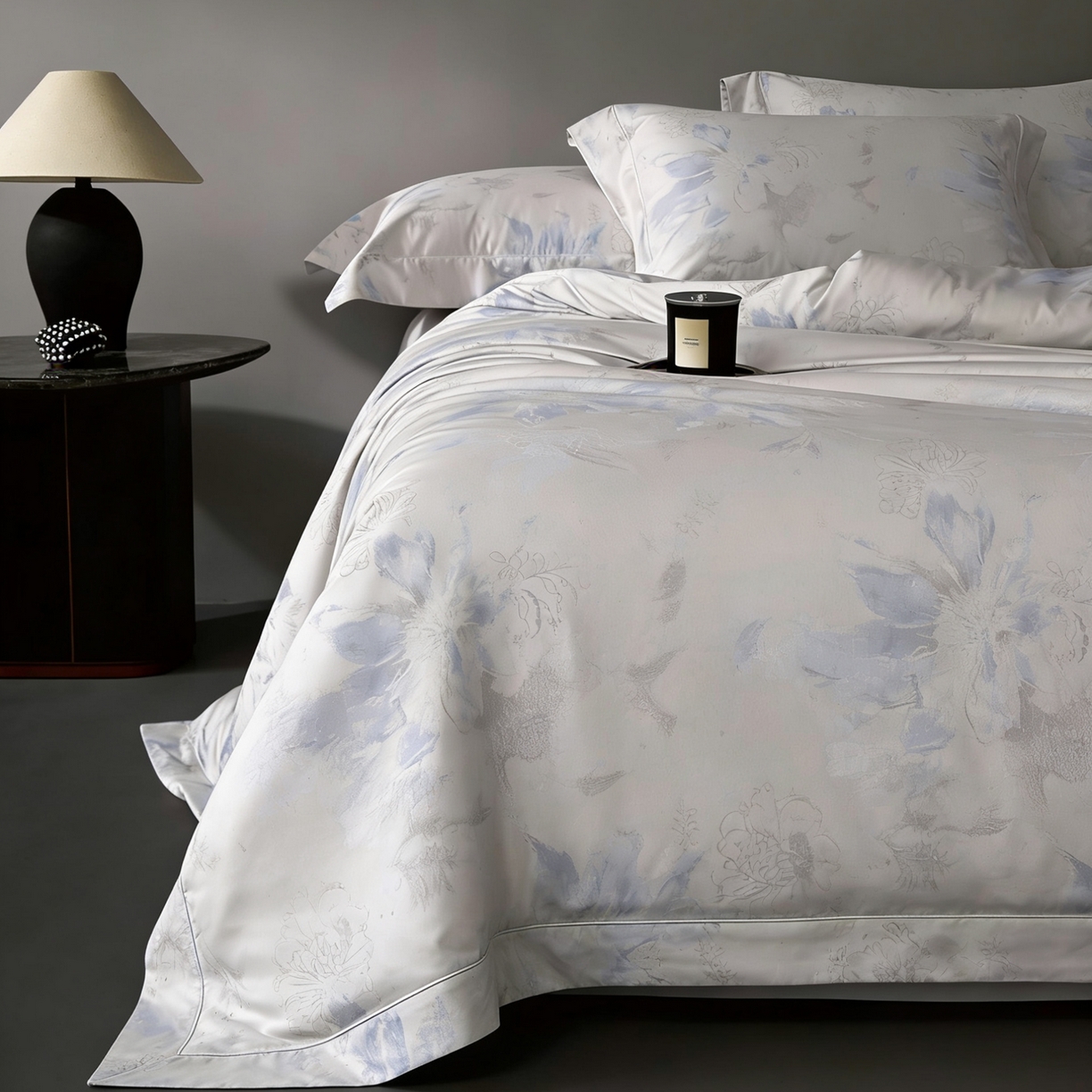 91家纺网 家纺一手货源 找家纺 淳绵家居 2026新款色织提花四件套 阿尔瓦 蓝