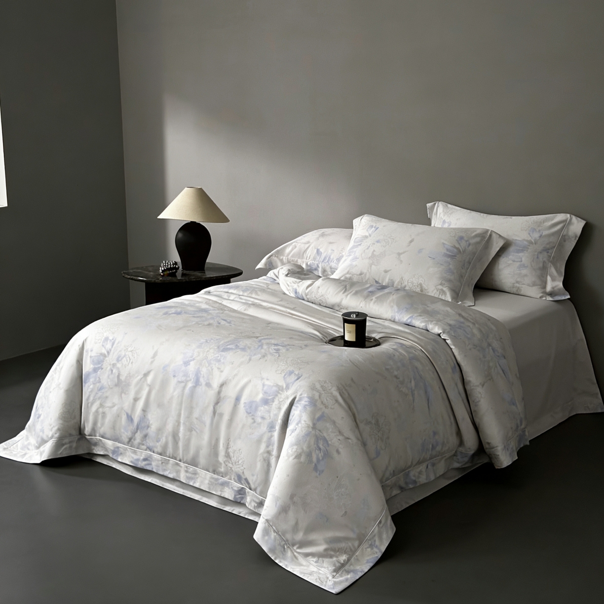 91家纺网 家纺一手货源 找家纺 淳绵家居 2026新款色织提花四件套 阿尔瓦 蓝