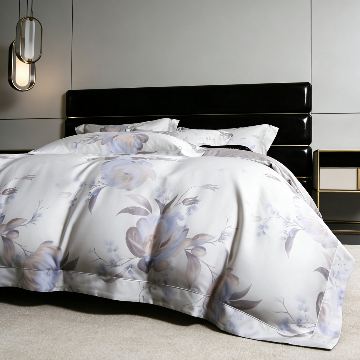 91家纺网 家纺一手货源 找家纺 淳绵家居 2026新款色织提花四件套 玛奇朵 海洋蓝