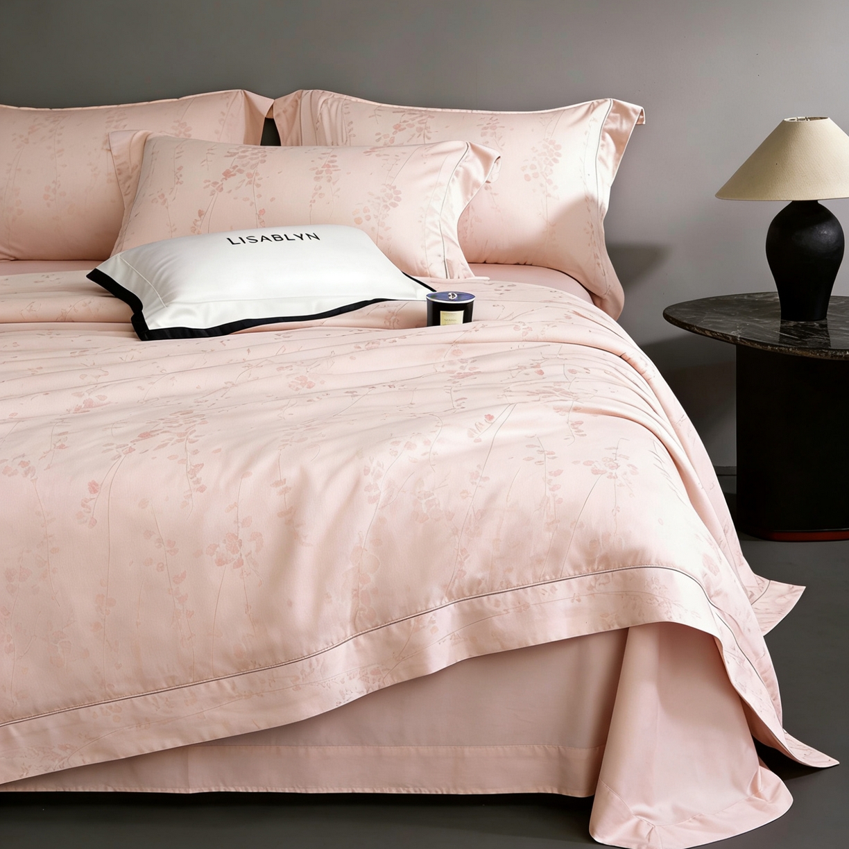 91家纺网 家纺一手货源 找家纺 淳绵家居 2026新款色织提花四件套 爱慕 粉