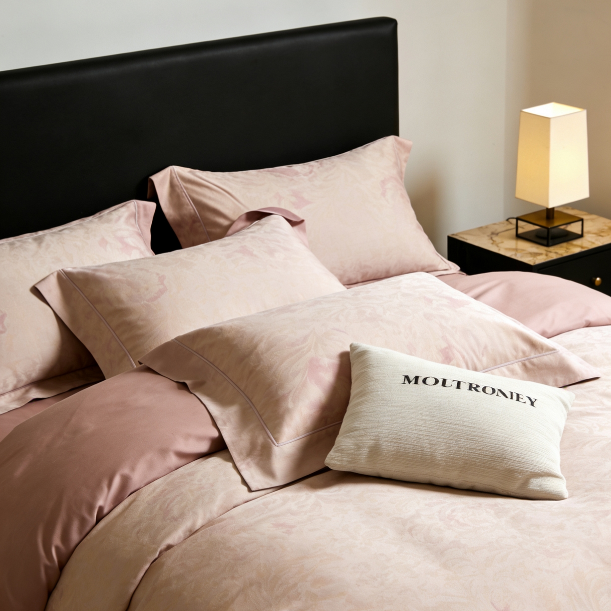 91家纺网 家纺一手货源 找家纺 淳绵家居 2026新款色织提花四件套 花漾 海棠红