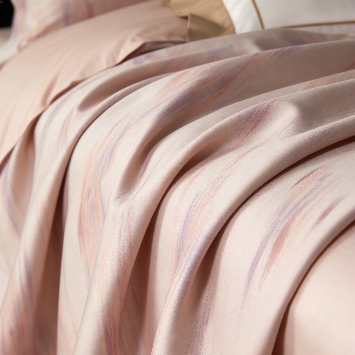 91家纺网 家纺一手货源 找家纺 淳绵家居 2026新款色织提花四件套 微梦 幻粉