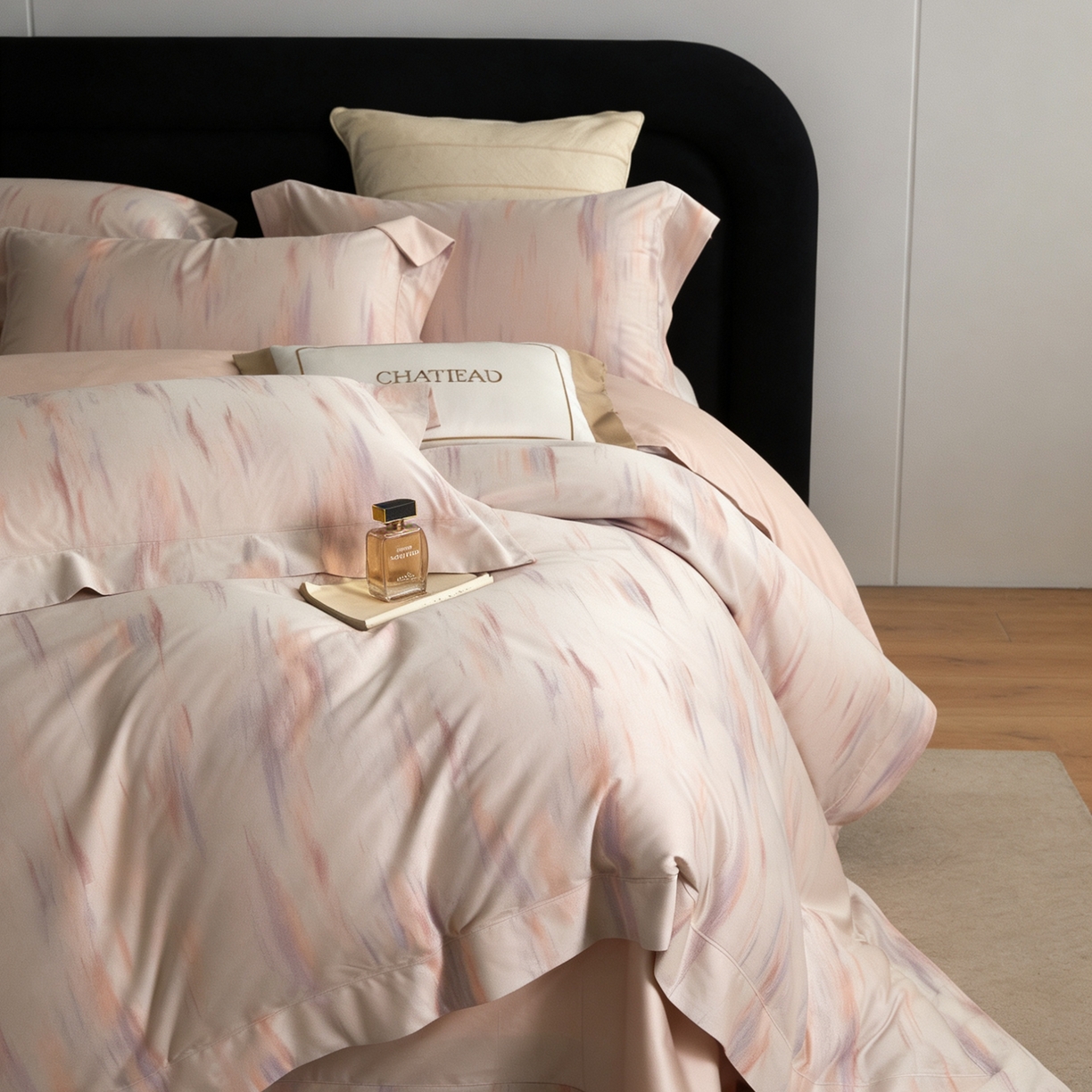 91家纺网 家纺一手货源 找家纺 淳绵家居 2026新款色织提花四件套 微梦 幻粉