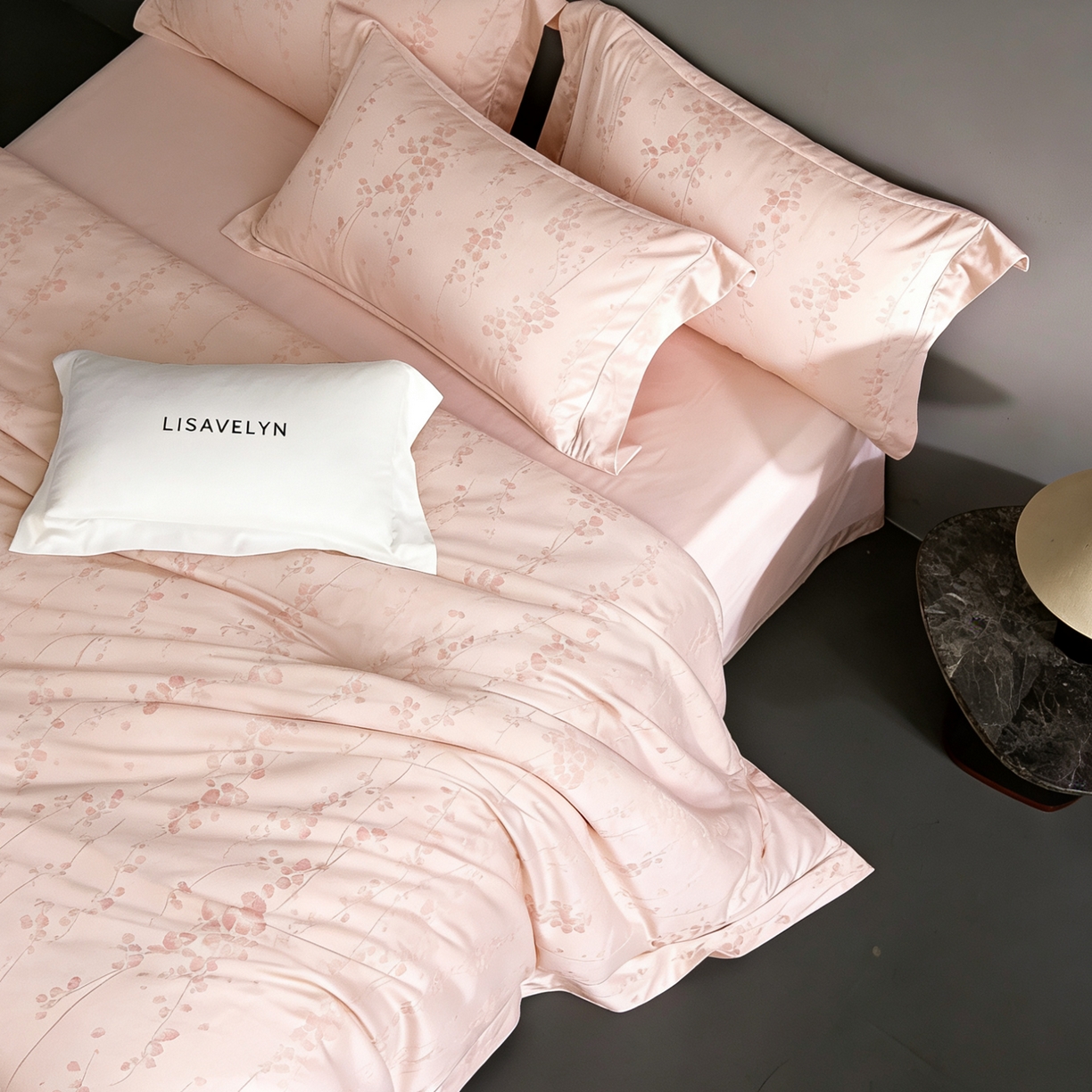 91家纺网 家纺一手货源 找家纺 淳绵家居 2026新款色织提花四件套 爱慕 粉