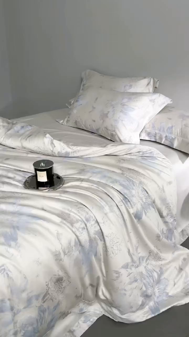 91家纺网 家纺一手货源 找家纺 淳绵家居 2026新款色织提花四件套 阿尔瓦 蓝