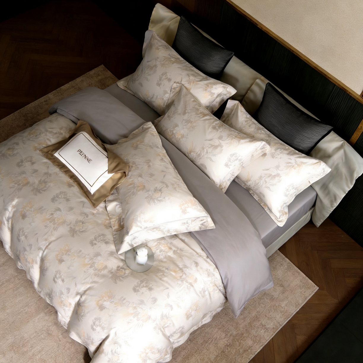 91家纺网 家纺一手货源 找家纺 淳绵家居 2026新款色织提花四件套 欧若拉 雅士灰