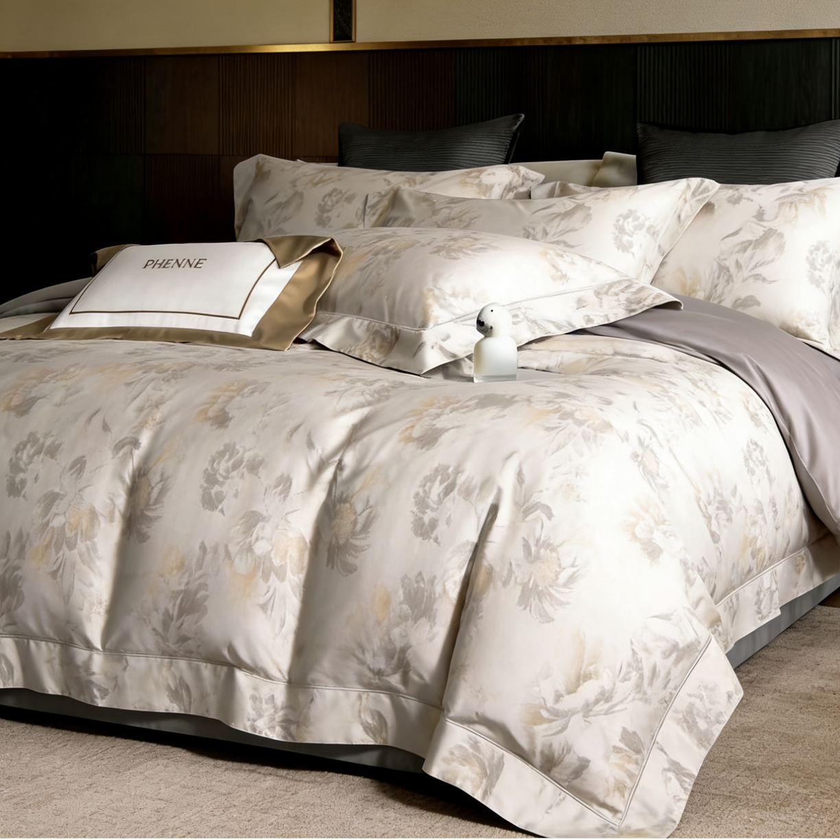 91家纺网 家纺一手货源 找家纺 淳绵家居 2026新款色织提花四件套 欧若拉 雅士灰