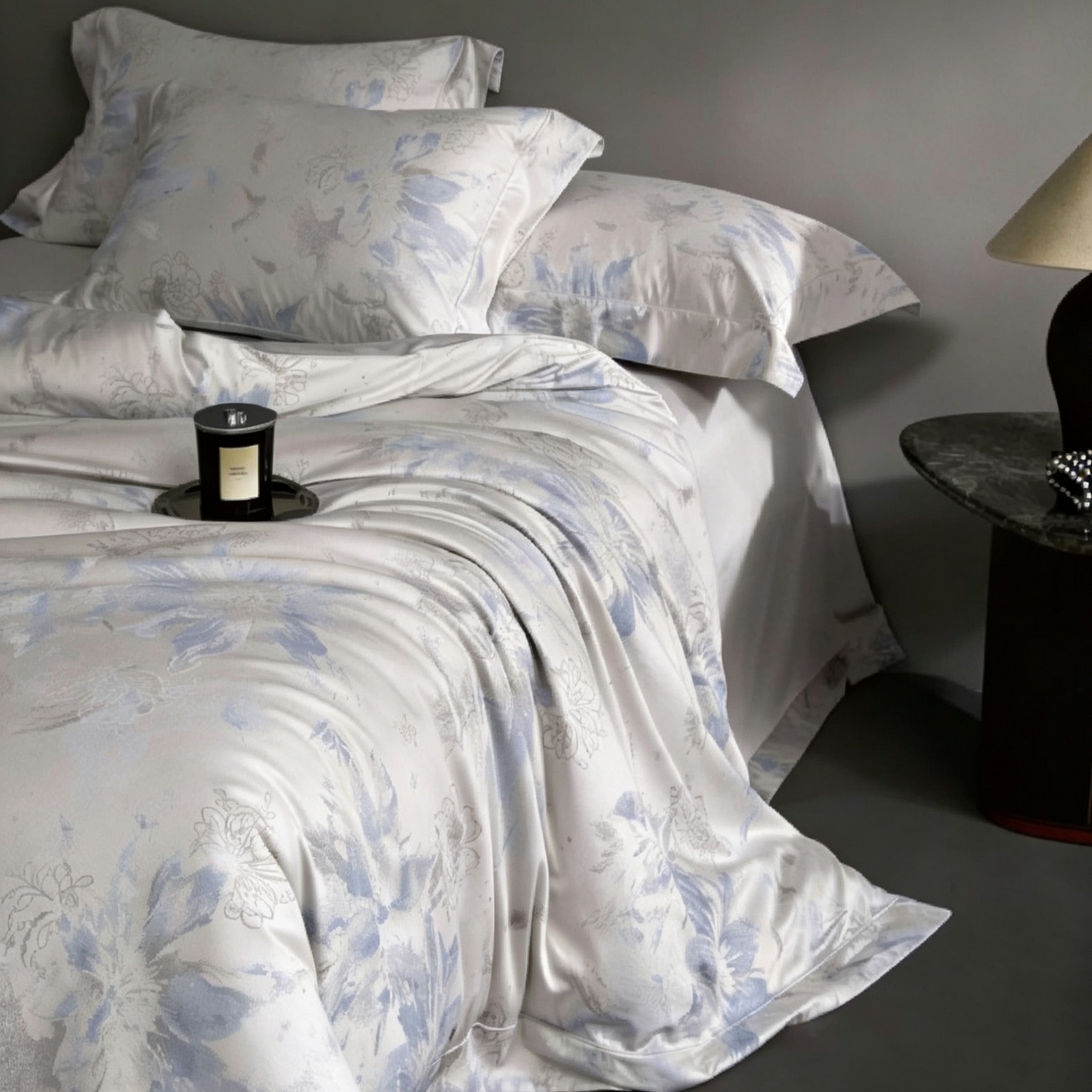 91家纺网 家纺一手货源 找家纺 淳绵家居 2026新款色织提花四件套 阿尔瓦 蓝