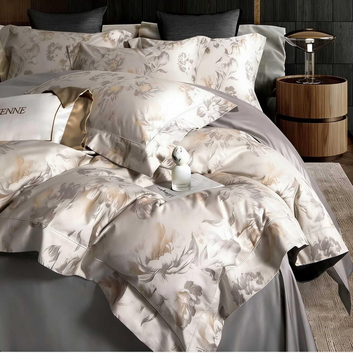 91家纺网 家纺一手货源 找家纺 淳绵家居 2026新款色织提花四件套 欧若拉 雅士灰