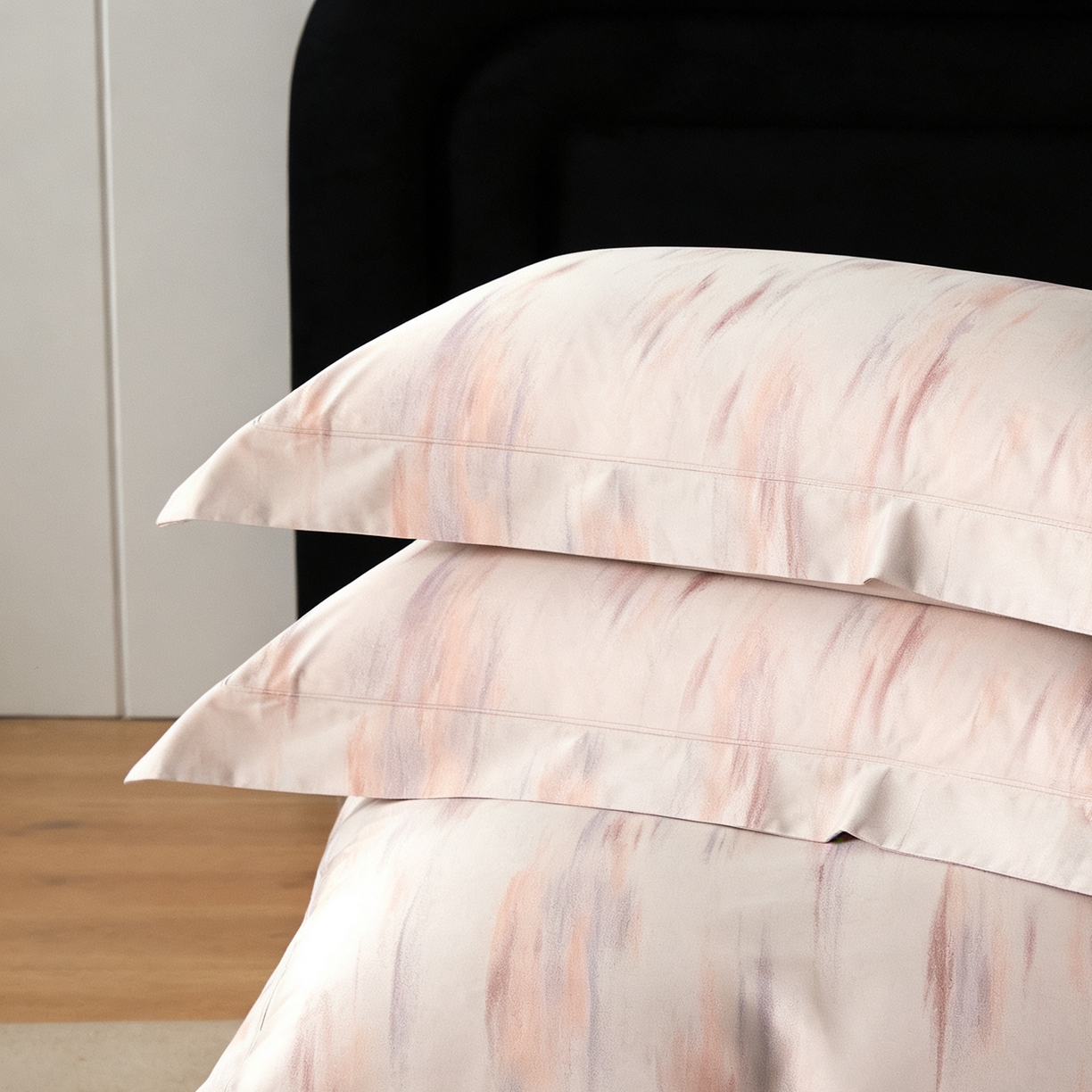 91家纺网 家纺一手货源 找家纺 淳绵家居 2026新款色织提花四件套 微梦 幻粉