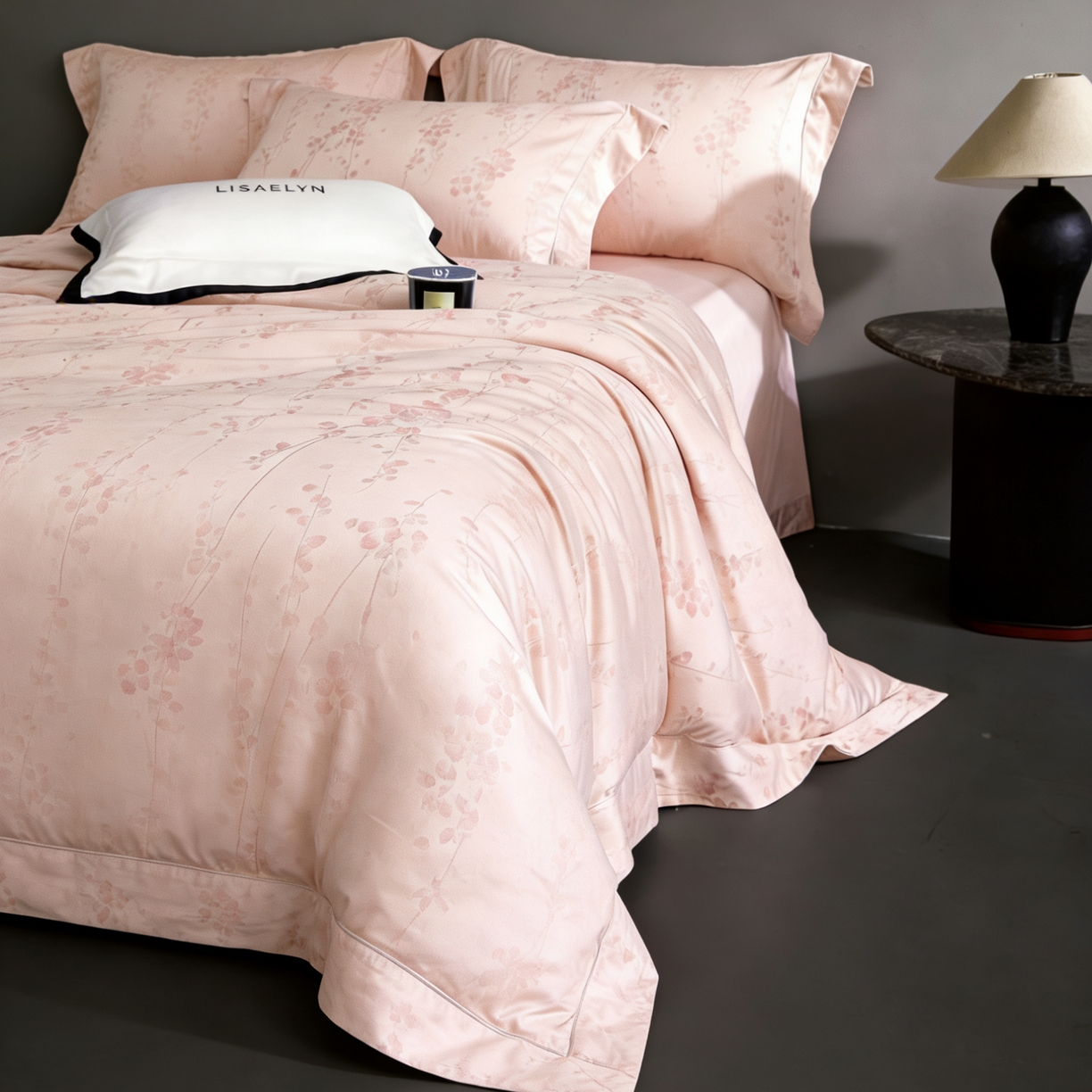 91家纺网 家纺一手货源 找家纺 淳绵家居 2026新款色织提花四件套 爱慕 粉