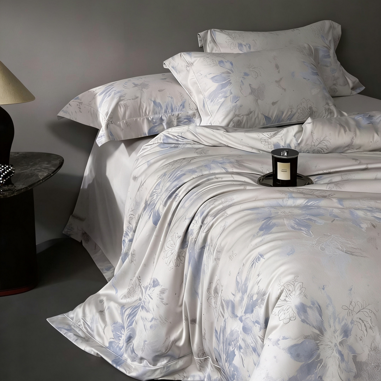 91家纺网 家纺一手货源 找家纺 淳绵家居 2026新款色织提花四件套 阿尔瓦 蓝