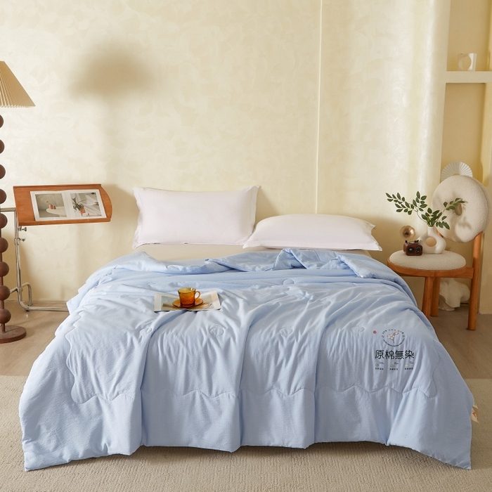 91家纺网 家纺一手货源 找家纺 友承家纺 皱皱纱木棉双层纱面料大豆纤维夏凉被空调被四季通用被子2026新款单人夏被芯双人可机洗水洗 香槟兰