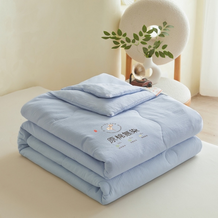 91家纺网 家纺一手货源 找家纺 友承家纺 皱皱纱木棉双层纱面料大豆纤维夏凉被空调被四季通用被子2026新款单人夏被芯双人可机洗水洗 香槟兰