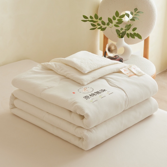 91家纺网 家纺一手货源 找家纺 友承家纺 皱皱纱木棉双层纱面料大豆纤维夏凉被空调被四季通用被子2026新款单人夏被芯双人可机洗水洗 香槟米