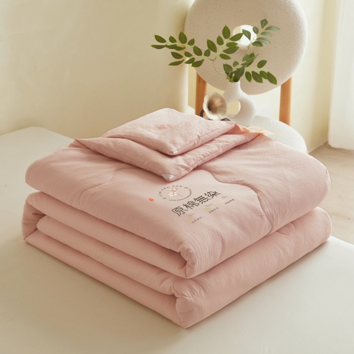 91家纺网 家纺一手货源 找家纺 友承家纺 皱皱纱木棉双层纱面料大豆纤维夏凉被空调被四季通用被子2026新款单人夏被芯双人可机洗水洗 香槟粉