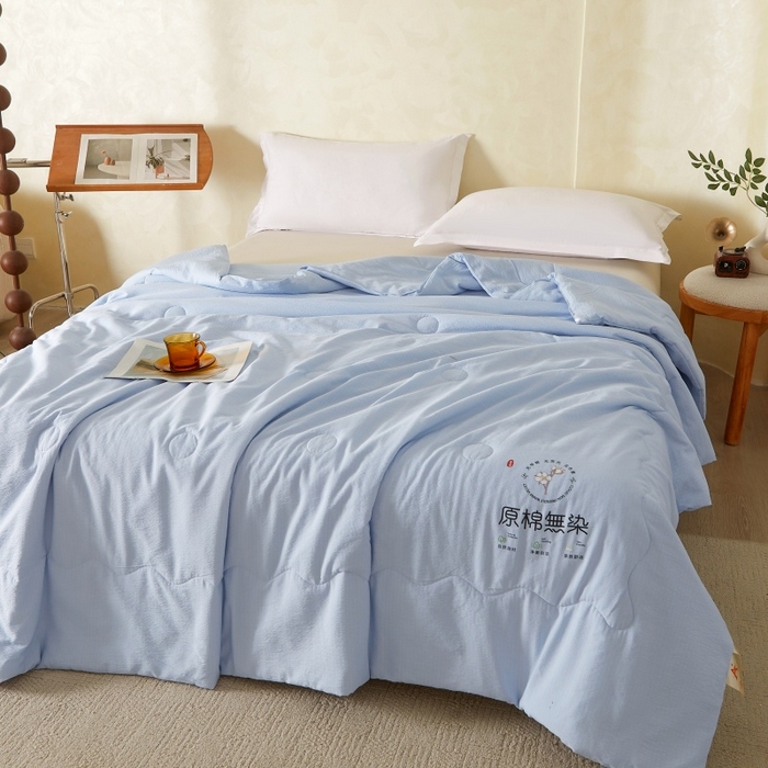 91家纺网 家纺一手货源 找家纺 友承家纺 皱皱纱木棉双层纱面料大豆纤维夏凉被空调被四季通用被子2026新款单人夏被芯双人可机洗水洗 香槟兰