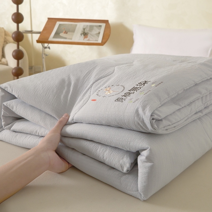 友承家纺 皱皱纱木棉双层纱面料大豆纤维夏凉被空调被四季通用被子2026新款单人夏被芯双人可机洗水洗 香槟灰
