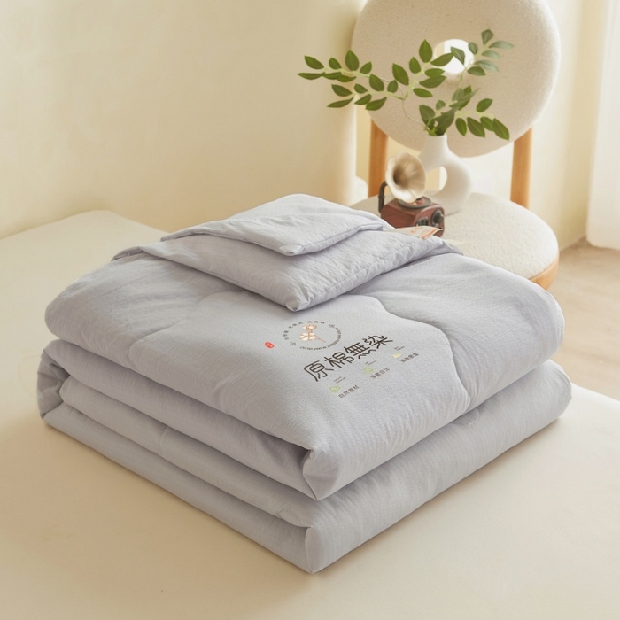 91家纺网 家纺一手货源 找家纺 友承家纺 皱皱纱木棉双层纱面料大豆纤维夏凉被空调被四季通用被子2026新款单人夏被芯双人可机洗水洗 香槟灰
