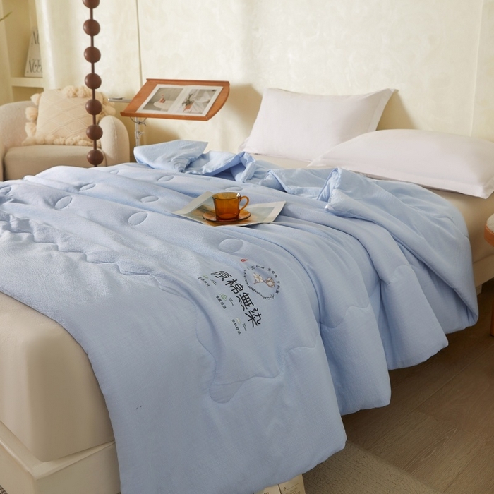 91家纺网 家纺一手货源 找家纺 友承家纺 皱皱纱木棉双层纱面料大豆纤维夏凉被空调被四季通用被子2026新款单人夏被芯双人可机洗水洗 香槟兰