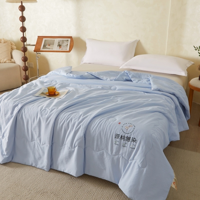 91家纺网 家纺一手货源 找家纺 友承家纺 皱皱纱木棉双层纱面料大豆纤维夏凉被空调被四季通用被子2026新款单人夏被芯双人可机洗水洗 香槟兰