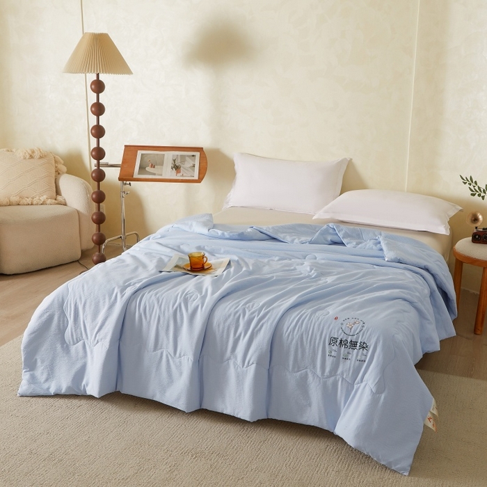 91家纺网 家纺一手货源 找家纺 友承家纺 皱皱纱木棉双层纱面料大豆纤维夏凉被空调被四季通用被子2026新款单人夏被芯双人可机洗水洗 香槟兰