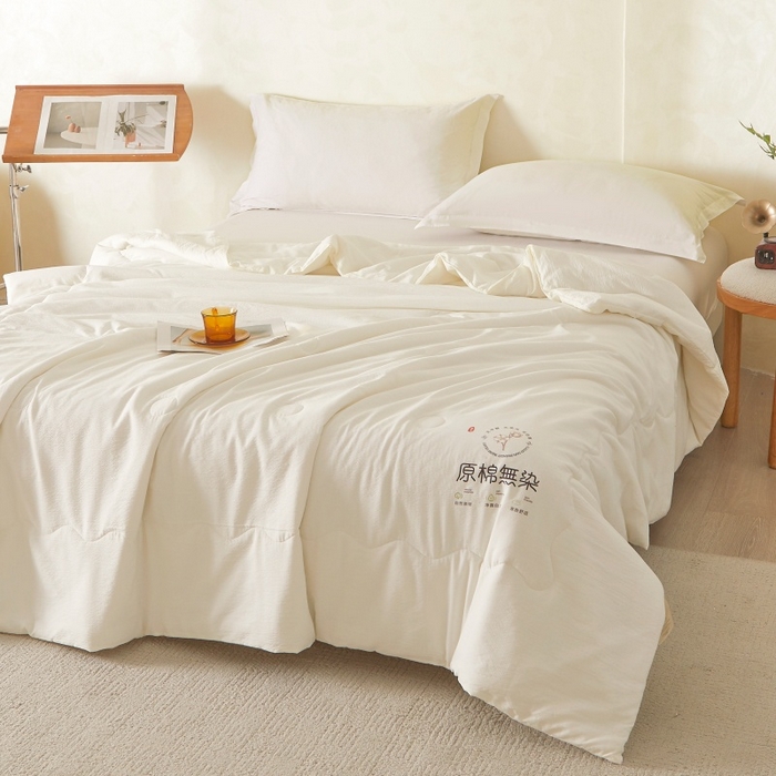 91家纺网 家纺一手货源 找家纺 友承家纺 皱皱纱木棉双层纱面料大豆纤维夏凉被空调被四季通用被子2026新款单人夏被芯双人可机洗水洗 香槟米