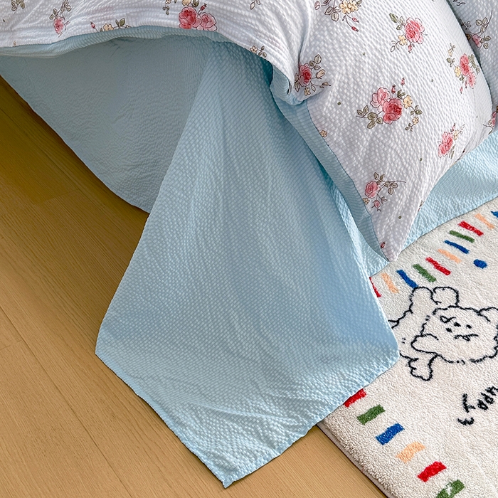 91家纺网 家纺一手货源 找家纺 家贝爱 2026新款轻氧泡泡棉被套 冰蓝花语