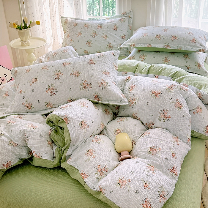 91家纺网 家纺一手货源 找家纺 家贝爱 2026新款轻氧泡泡棉被套 花漾