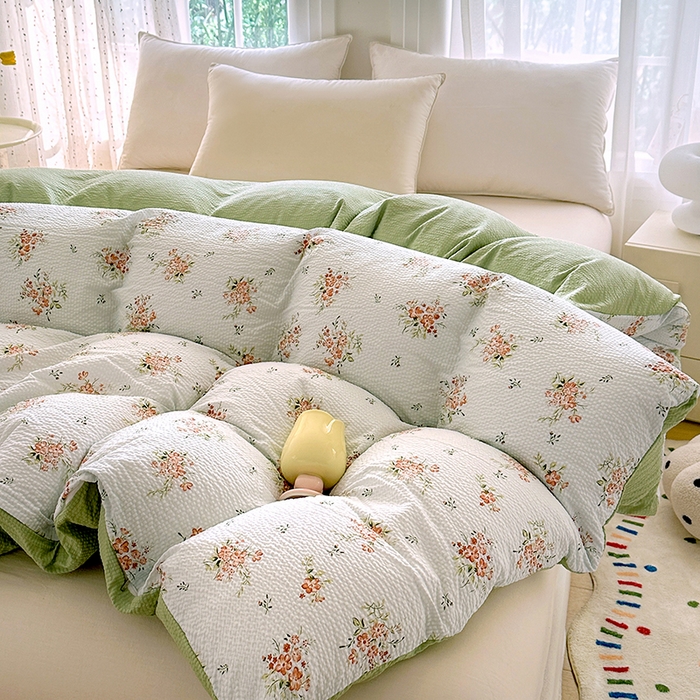 91家纺网 家纺一手货源 找家纺 家贝爱 2026新款轻氧泡泡棉被套 花漾