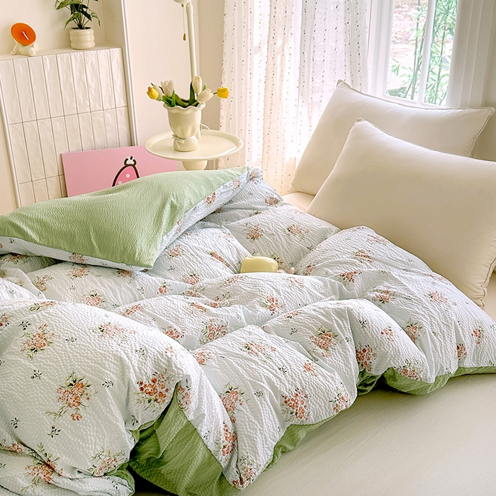 91家纺网 家纺一手货源 找家纺 家贝爱 2026新款轻氧泡泡棉被套 花漾