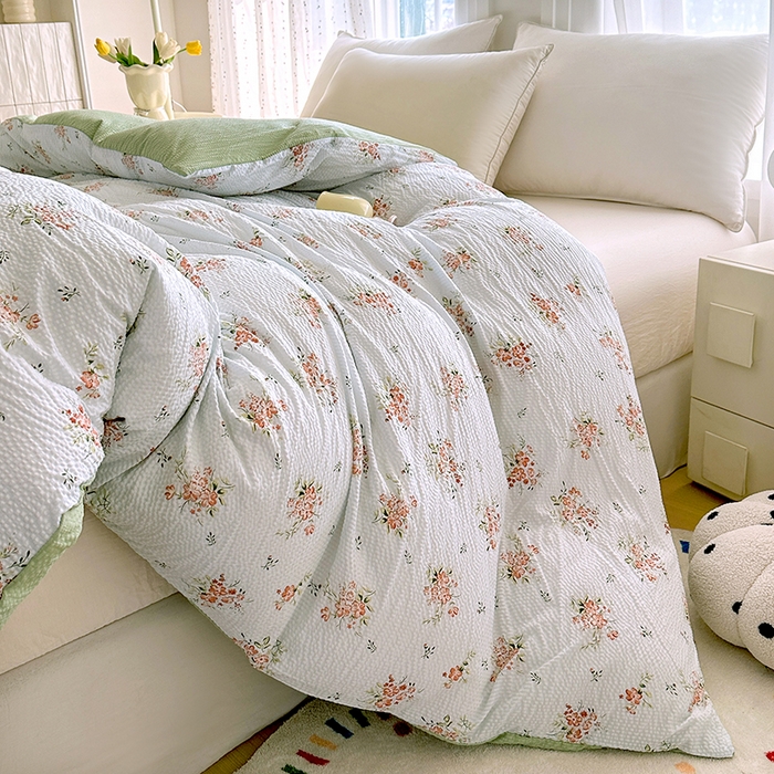 91家纺网 家纺一手货源 找家纺 家贝爱 2026新款轻氧泡泡棉被套 花漾