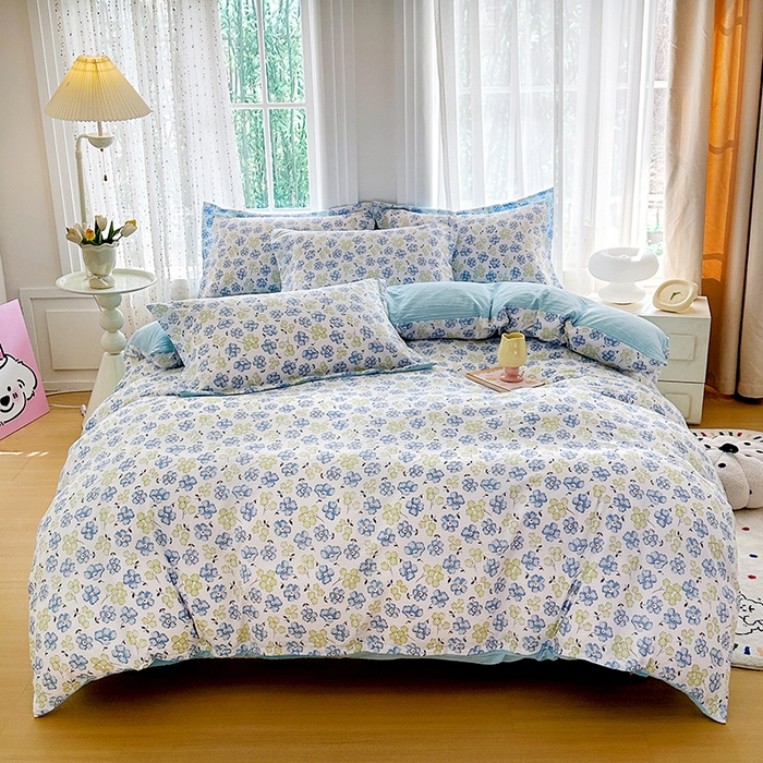 91家纺网 家纺一手货源 找家纺 家贝爱 2026新款轻氧泡泡棉被套 蓝色妖姬